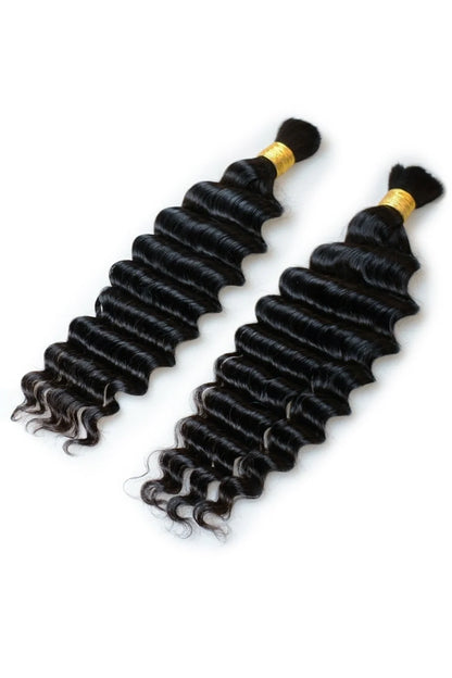 Deep Wave Bulk Human Hair For Braiding Natural Black BU03