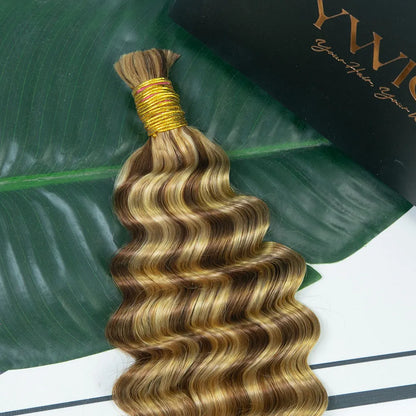 #27/#30/#613 Mix Color Blend Deep Wave Bulk Human Braiding Hair