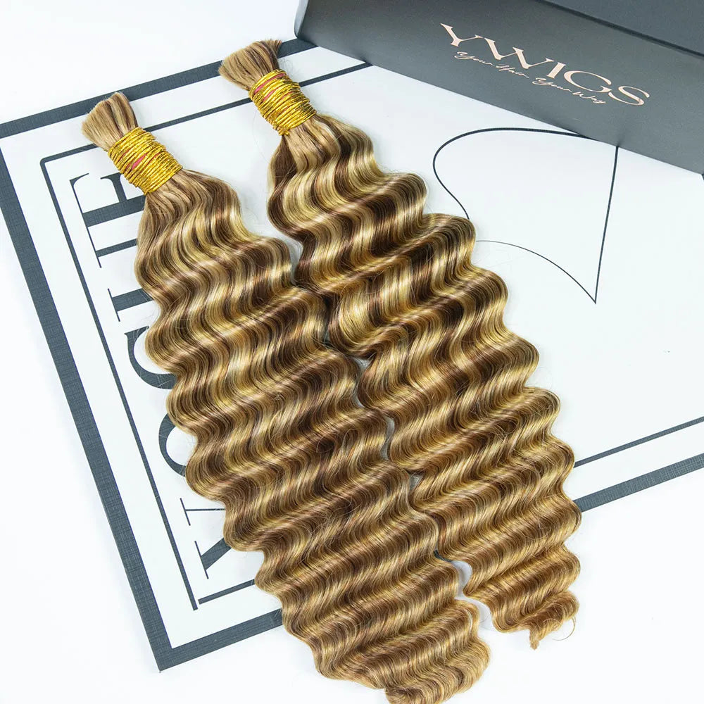 #27/#30/#613 Mix Color Blend Deep Wave Bulk Human Braiding Hair