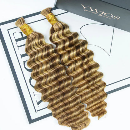 #27/#30/#613 Mix Color Blend Deep Wave Bulk Human Braiding Hair