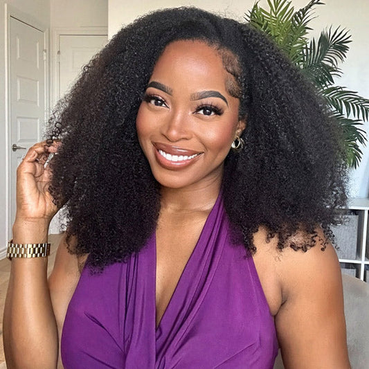3 In 1 Half Wig | Afro Curly Flexible Fit Wear Go Half Wig With Drawstring Natural Hairline Beginner Friendly