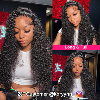 Water Wave Wig Pre Bleached Knots 13x4 13x6 HD Lace Frontal Wig With Elastic Drawstring Wear Go Wig