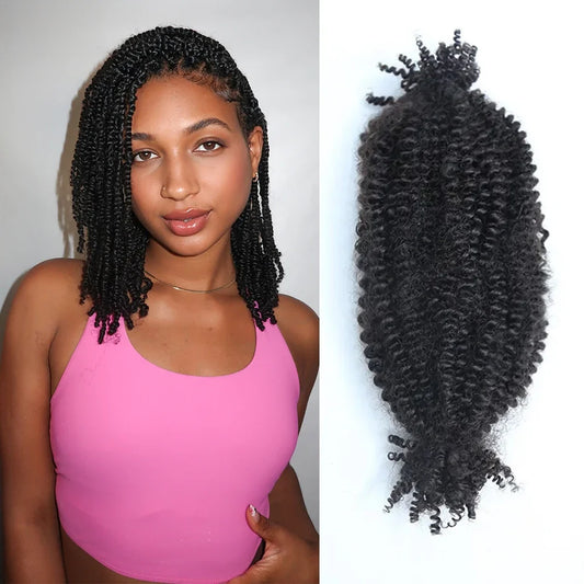 Human Hair Spring Twist Hair Extensions Natural Color