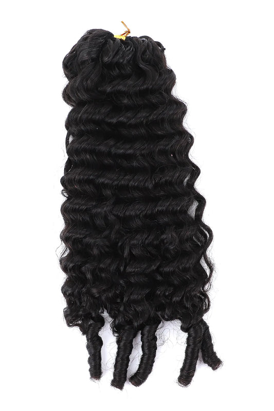 Double Drawn Burmese Curly with Spiral Ends Feather Crochet Hair FE33