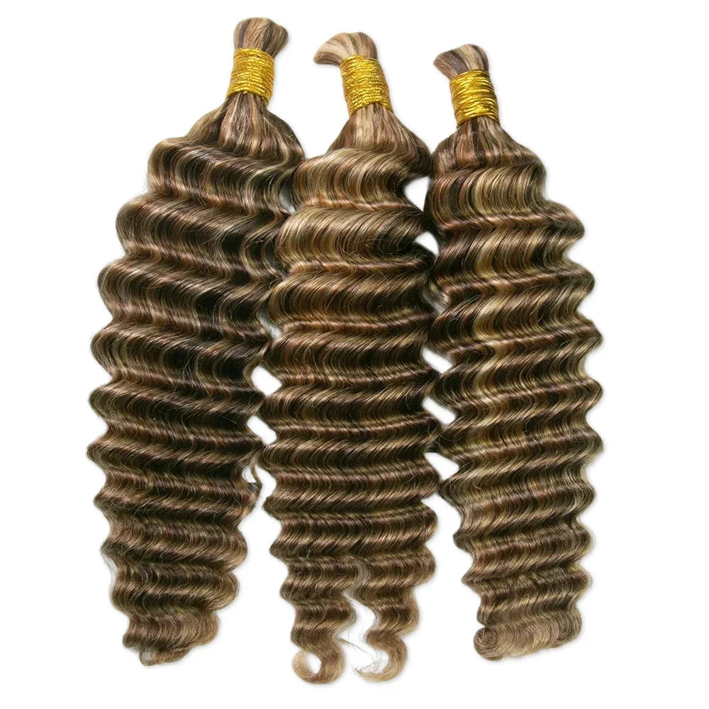 #4/27/30/613 Mix Color Blend Deep Wave Human Braiding Hair