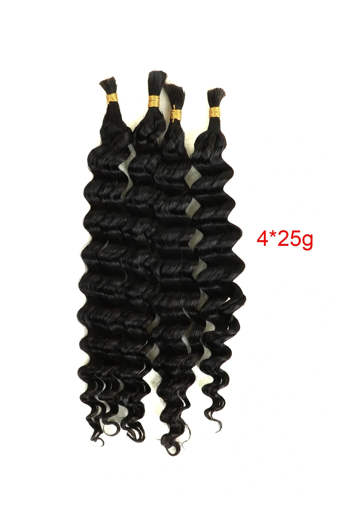 Double Drawn Deep Wave Bulk Human Hair For Braiding Natural Black 25g
