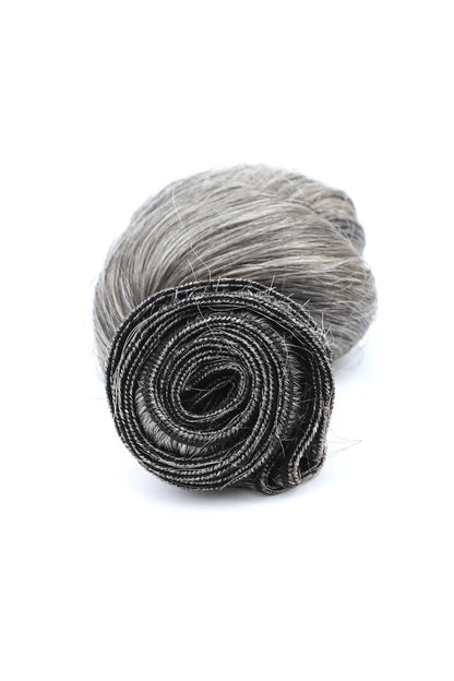 Salt and Pepper Sew-in Extensions Loose Wave Virgin Hair 70% Gray