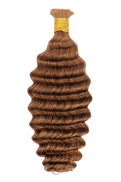 Double Drawn #30a Light Auburn Bulk Hair Deep Wave BU46