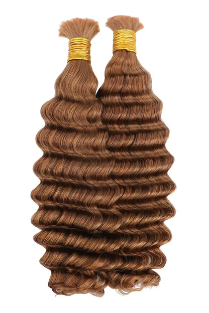 Double Drawn #30a Light Auburn Bulk Hair Deep Wave BU46