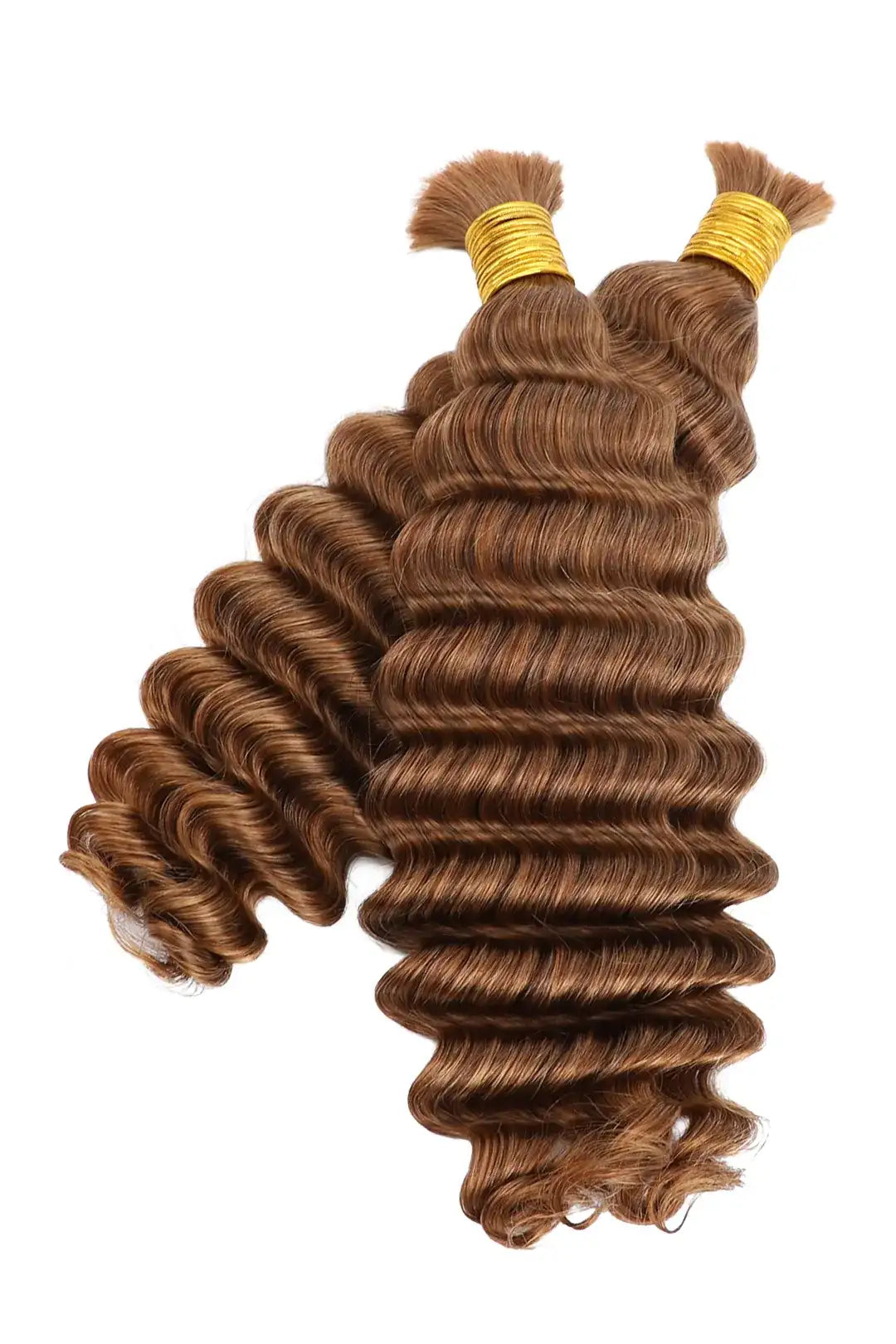 Double Drawn #30a Light Auburn Bulk Hair Deep Wave BU46