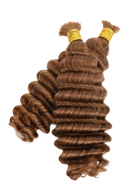 Double Drawn #30a Light Auburn Bulk Hair Deep Wave BU46