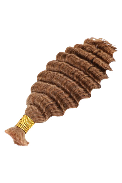 Double Drawn #30a Light Auburn Bulk Hair Deep Wave BU46