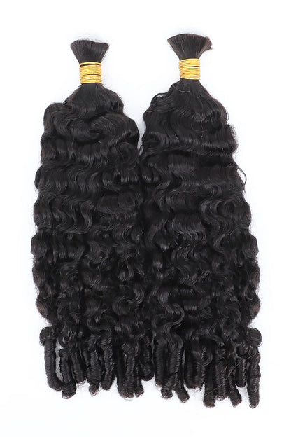 Double Drawn Burmese Curly with Spiral Curls Ends Bulk Hair
