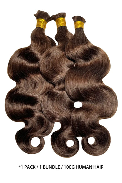 Double Drawn Dark Brown Body Wave Bulk Hair For Braiding BU59