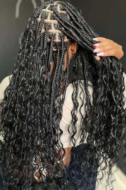Deep Wave Bulk Human Hair For Braiding Natural Black BU03