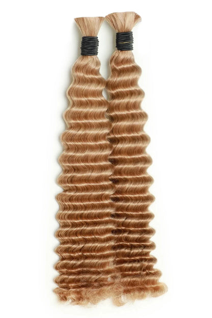#27 Medium Blonde Bulk Hair For Braiding Deep Wave BU06