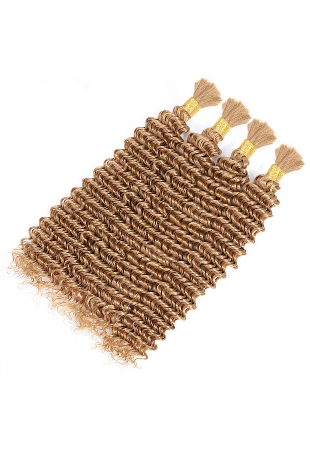 Double Drawn Deep Wave Medium Blonde Bulk Hair For Braiding BU47