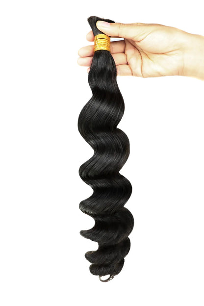 Loose Wave Bulk Hair For Braiding Natural Black BU02