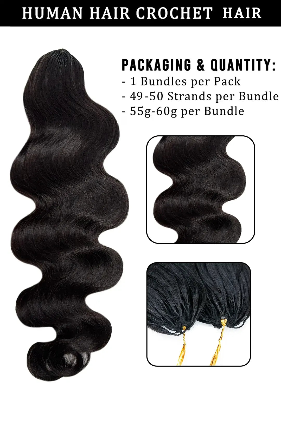 Feather Crochet Hair Extension Body Wave Human Hair FE22