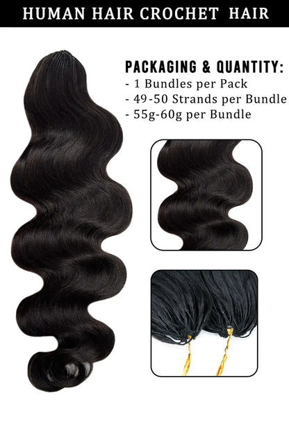 Feather Crochet Hair Extension Body Wave Human Hair FE22