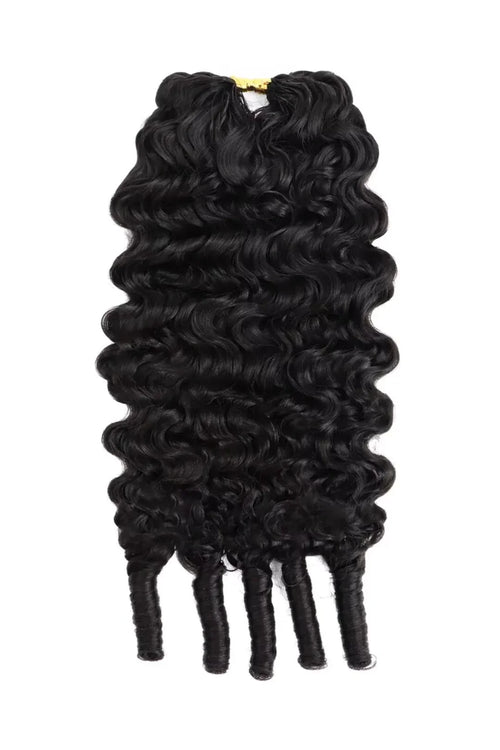 Double Drawn Feather Crochet Hair Burmese Water Curly Human Hair