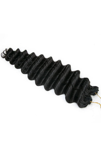 Double Drawn Feather Crochet Hair Extension Deep Wave Human Hair FE21