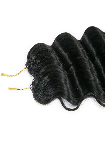 Double Drawn Feather Crochet Hair Extension Deep Wave Human Hair FE21