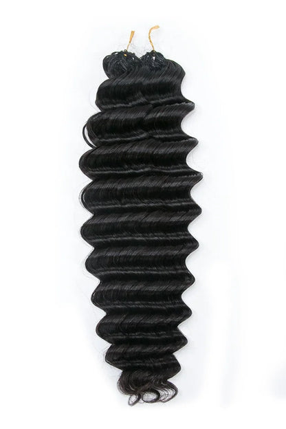 Double Drawn Feather Crochet Hair Extension Deep Wave Human Hair FE21