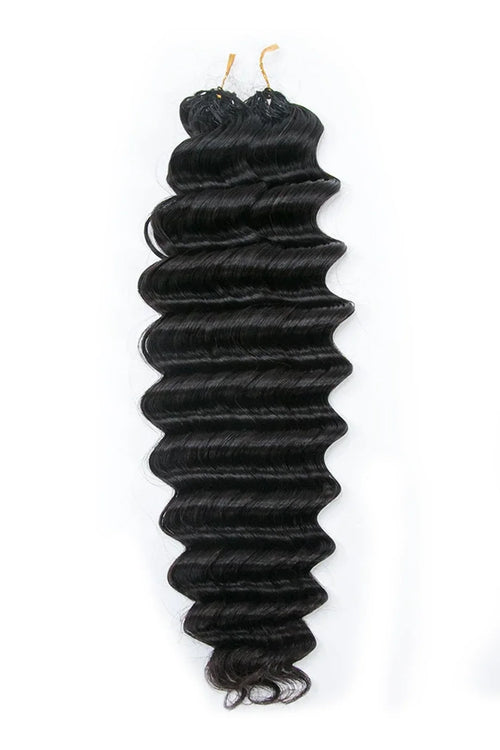 Double Drawn Feather Crochet Hair Extension Deep Wave Human Hair FE21