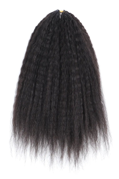 Double Drawn Feather Crochet Hair Kinky Straight Human Hair FE29