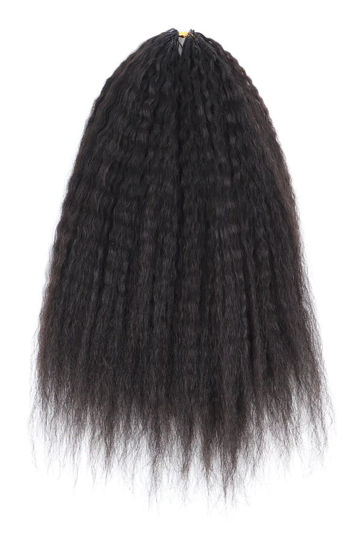 Double Drawn Feather Crochet Hair Kinky Straight Human Hair FE29