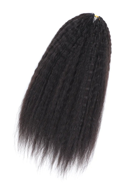 Double Drawn Feather Crochet Hair Kinky Straight Human Hair FE29