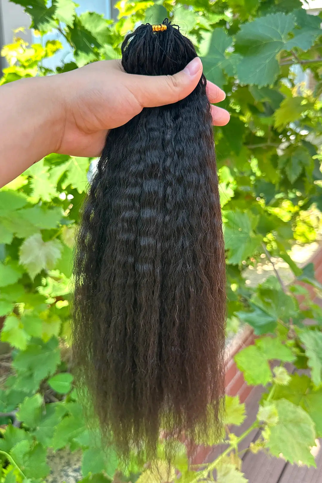 Double Drawn Feather Crochet Hair Kinky Straight Human Hair FE29