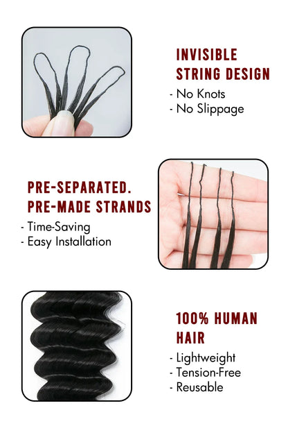 Double Drawn Feather Crochet Hair Loose Deep Wave Human Hair FE25