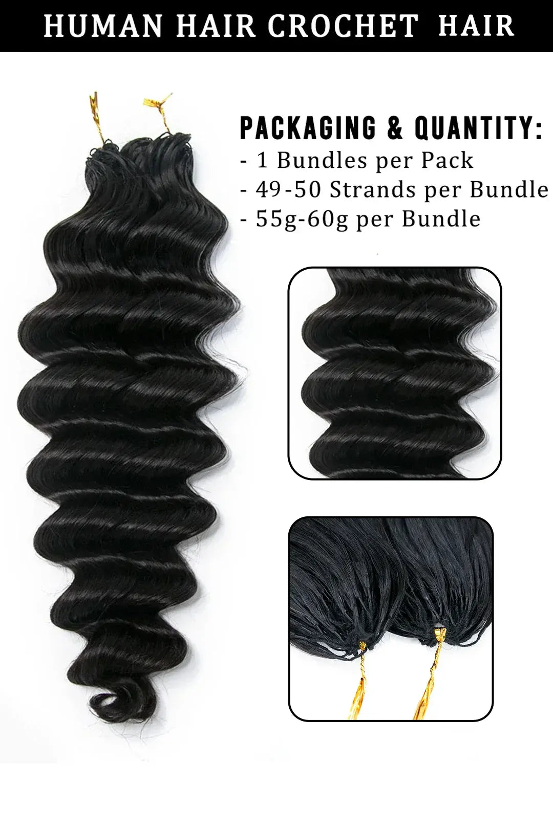 Double Drawn Feather Crochet Hair Loose Deep Wave Human Hair FE25