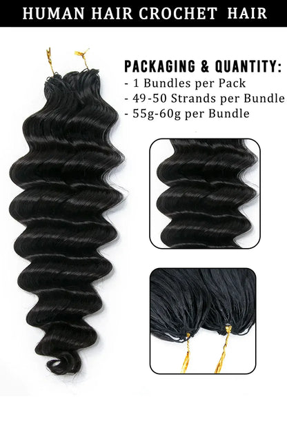 Double Drawn Feather Crochet Hair Loose Deep Wave Human Hair FE25