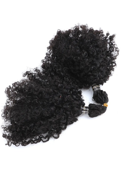 Double Drawn Feather Crochet Hair Tight Curly Human Hair FE24