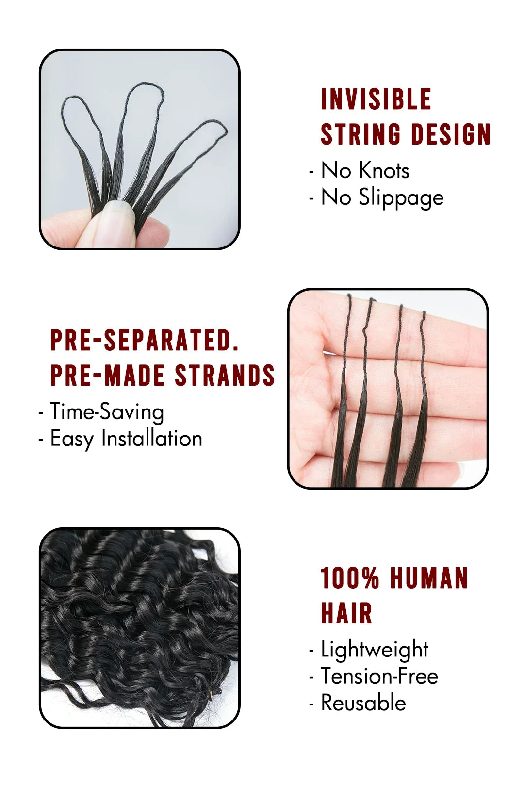 Double Drawn Feather Crochet Hair Water Wave Human Hair FE23