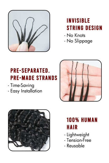 Double Drawn Feather Crochet Hair Water Wave Human Hair FE23