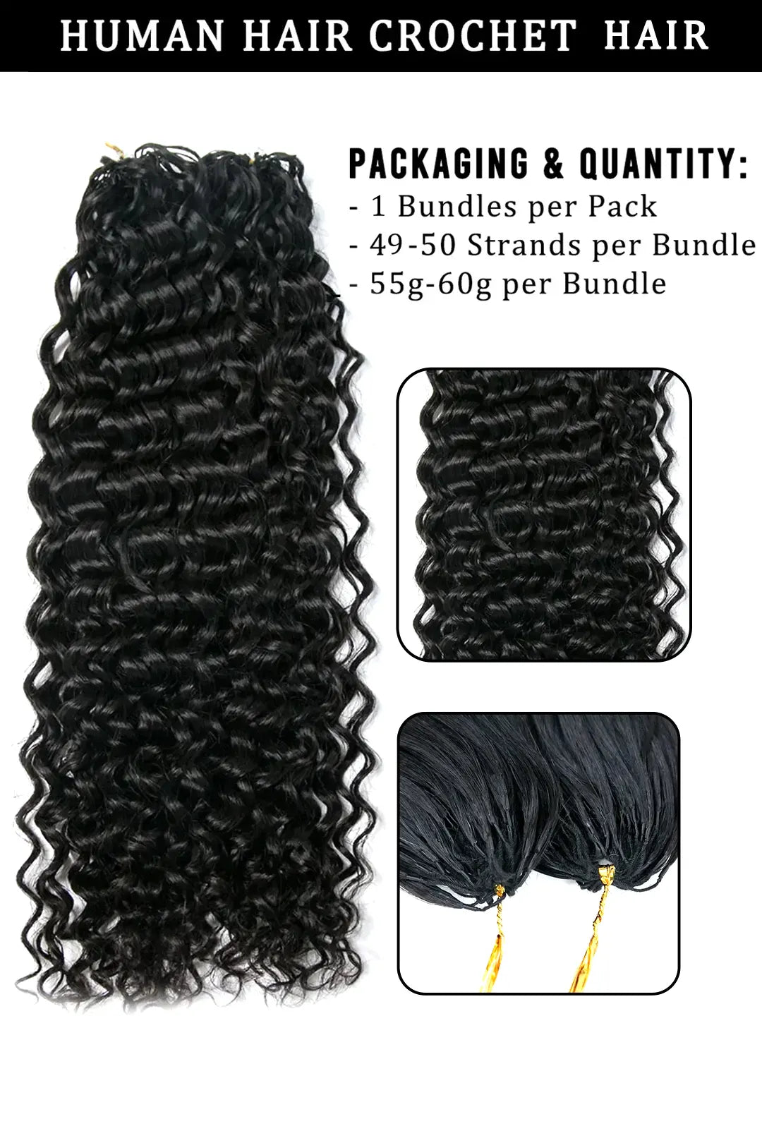 Double Drawn Feather Crochet Hair Water Wave Human Hair FE23