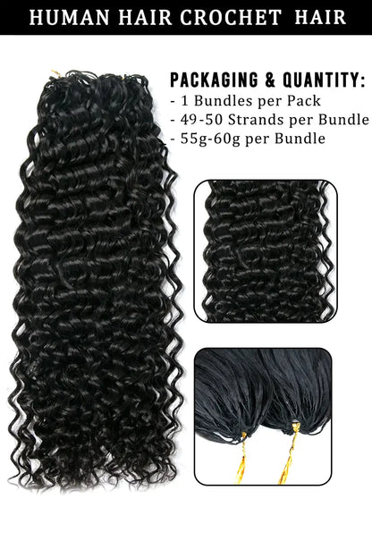 Double Drawn Feather Crochet Hair Water Wave Human Hair FE23