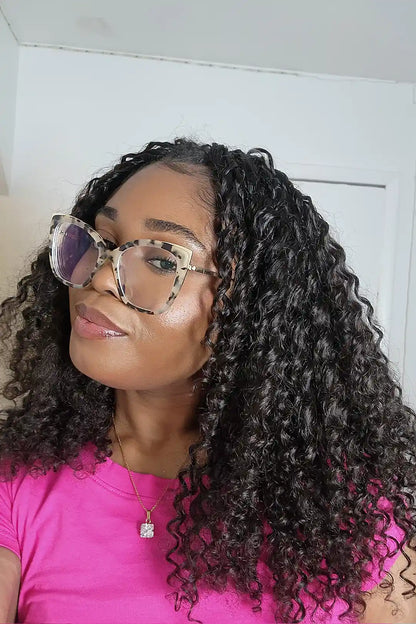 Double Drawn Feather Crochet Hair Water Wave Human Hair FE23