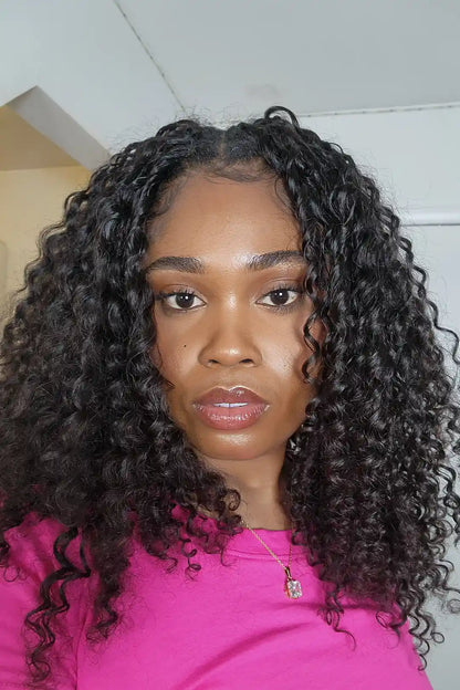 Double Drawn Feather Crochet Hair Water Wave Human Hair FE23