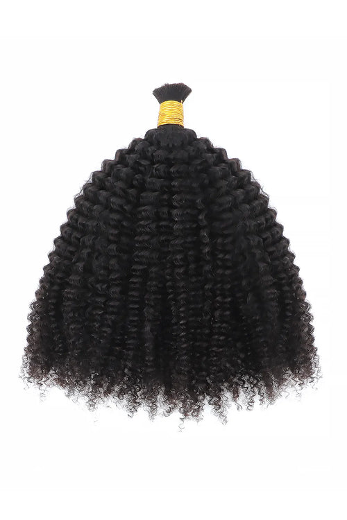 Kinky Curly Bulk Human Hair for Braiding Natural Black BU11