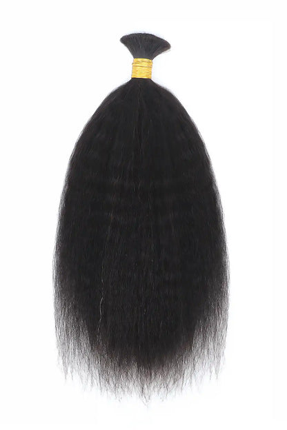 Kinky Straight Bulk Hair For Braiding Natural Black BU10