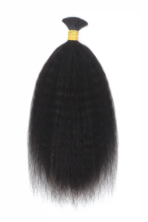 Kinky Straight Bulk Hair For Braiding Natural Black BU10