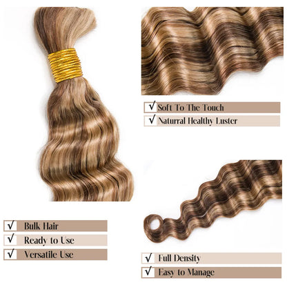 #4/#27/#30 Mix Color Blend Loose Deep Wave Bulk Human Braiding Hair
