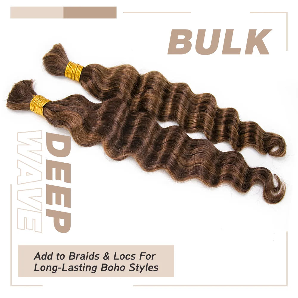 #4/#30 Mix Color Blend Loose Deep Wave Bulk Human Braiding Hair