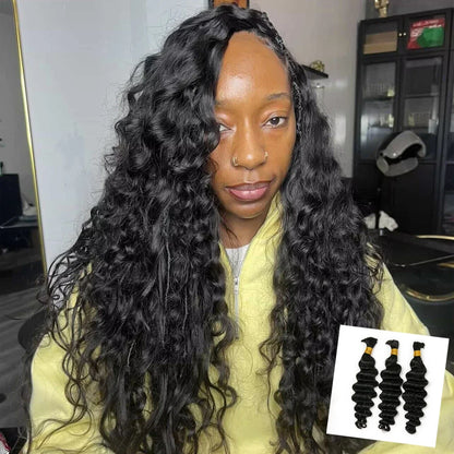Natural Color Loose Deep Wave Bulk Human Braiding Hair