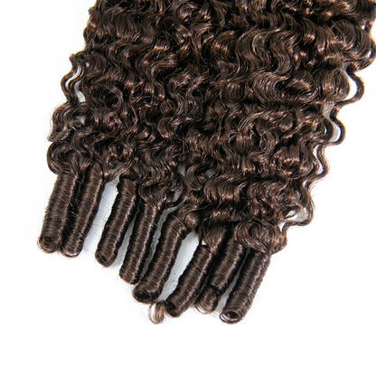 #4 Medium Brown Water Curly Human Crochet Hair